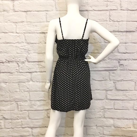 Cotton On Small Polka Dot Mini Dress Black White Ruffle Adjustable Straps - Picture 5 of 8
